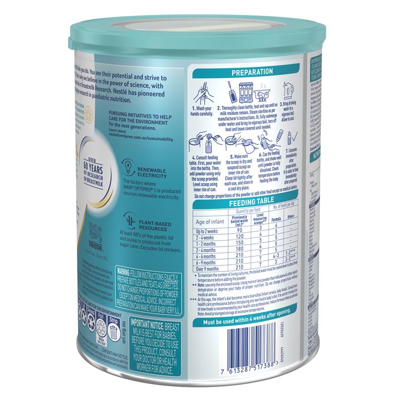 Nestle NAN OPTIPRO 1 Premium Starter Baby Infant Formula Powder, From Birth – 800g