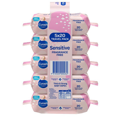 Curash Babycare Fragrance Free Wipes 5 x 20
