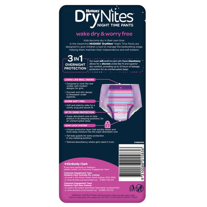 DryNites Night Pants Girl 8-15 Years (27-57kg) 8 Pack