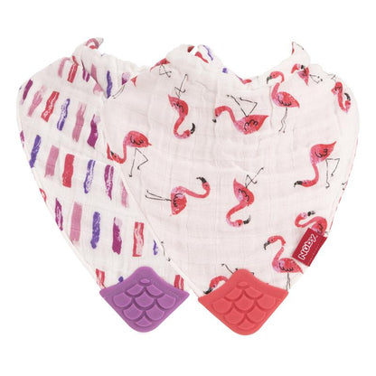 Nuby Muslin Bandana Bib with Teething Corner Girl 2 Pack