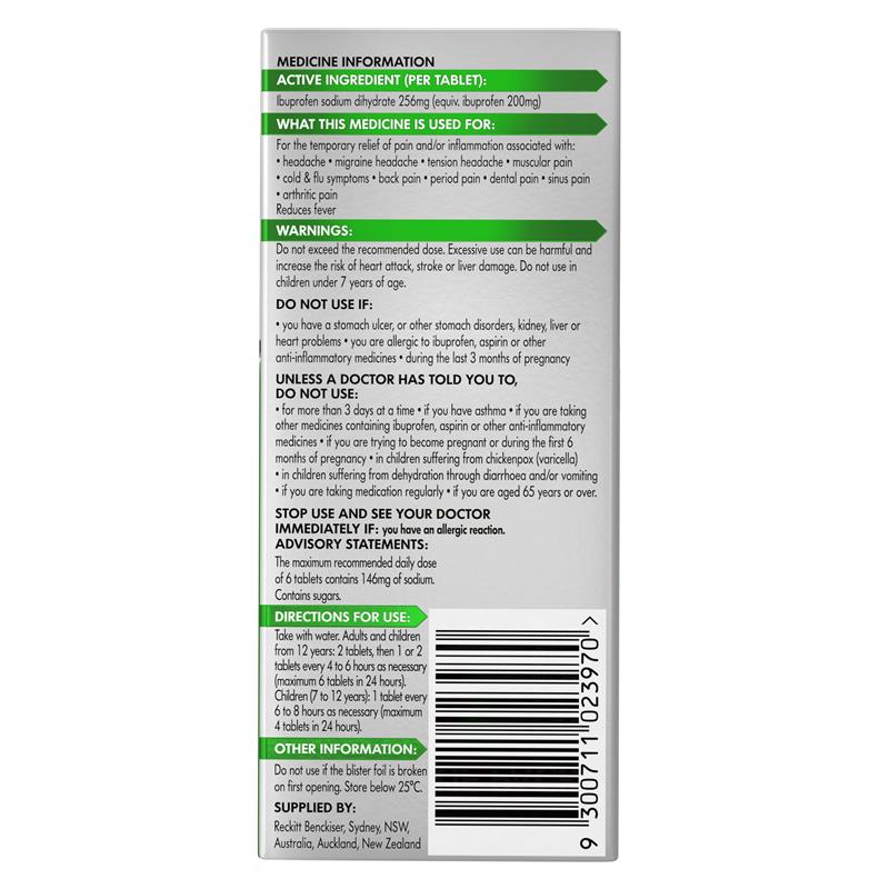 Nurofen Zavance Fast Pain Relief Tablets 256mg Ibuprofen 96 Pack
