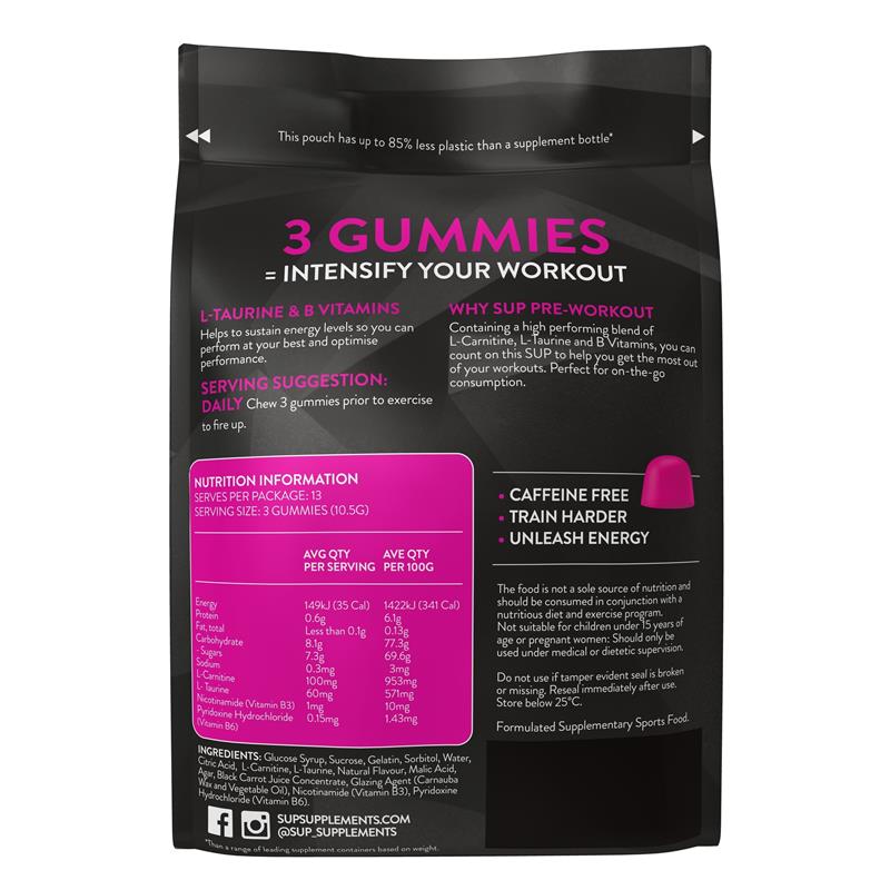 SUP Pre-Workout Gummies Strawberry 40