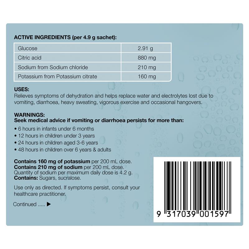 Hydralyte Electrolyte Powder Colour Free Lemonade 4.9g x 10