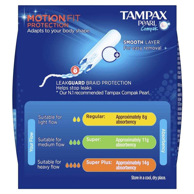 Tampax Pearl Compak Tampons Regular 18 Pack