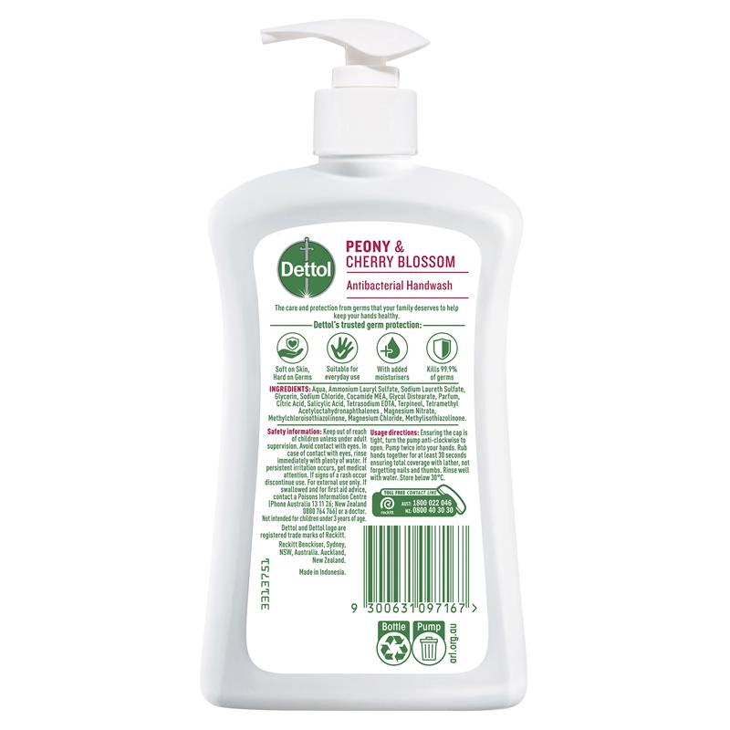 Dettol Antibacterial Liquid Hand Wash Pump Peony & Cherry Blossom 500ml