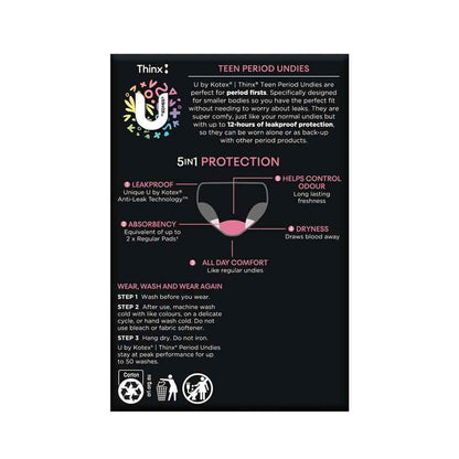 U by Kotex Reusable Period Undies Teen Size 10-12