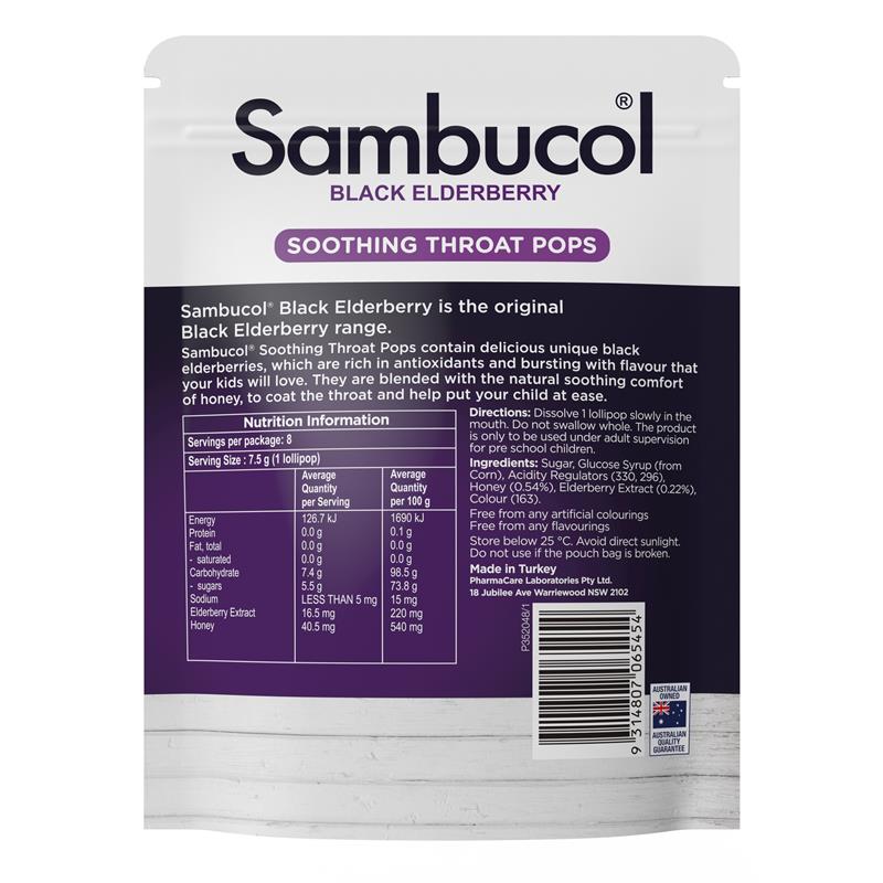 Sambucol Kids Soothing Throat Pops 8 Pack