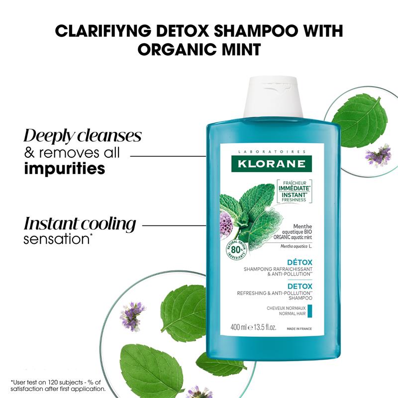Klorane Scalp Detox Shampoo with Aquatic Mint 400ml