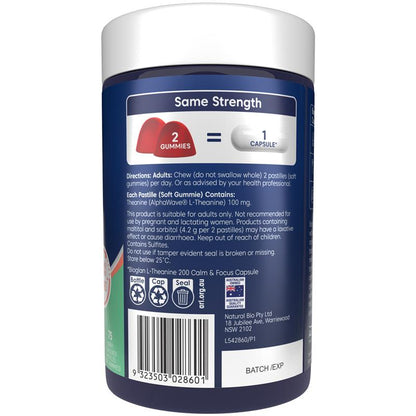 Bioglan L-Theanine Calm & Focus Gummies 75 Pack