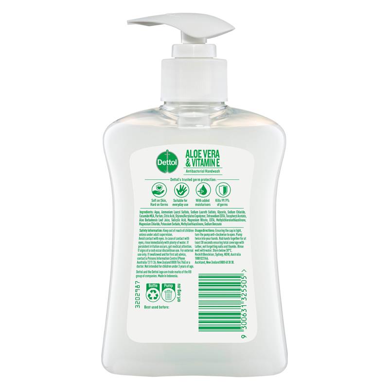 Dettol Antibacterial Liquid Hand Wash Aloe Vera & Vitamin E 250ml