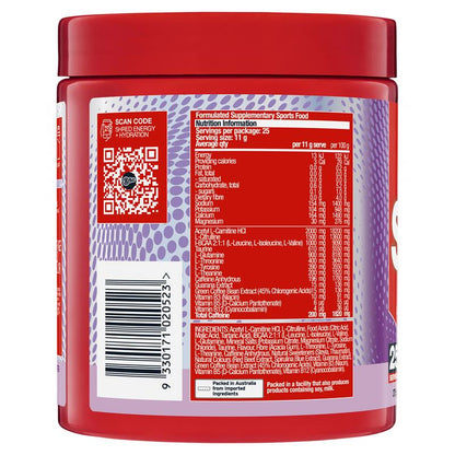 BSc Energy Shred + Hydration Powder Zappo Sour Grape 275g