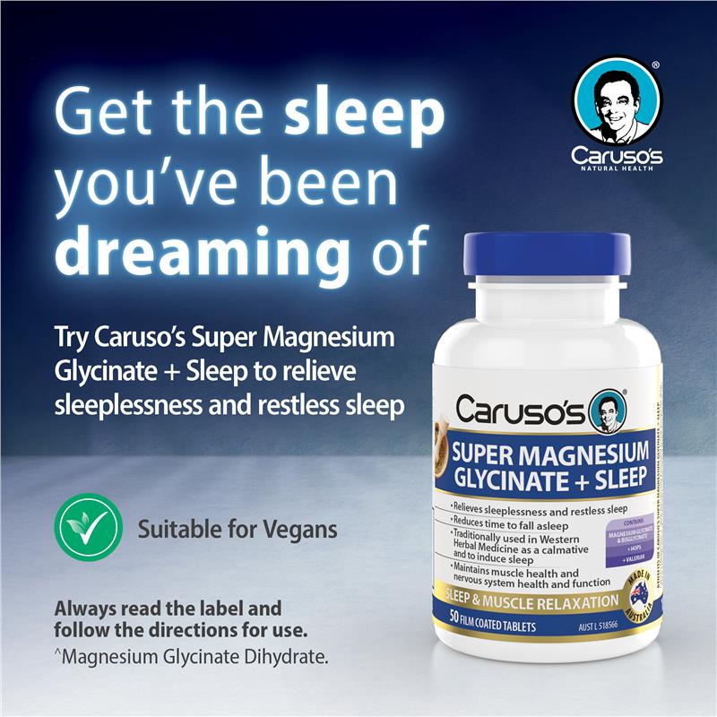 Carusos Super Magnesium Glycinate + Sleep 50 Capsules