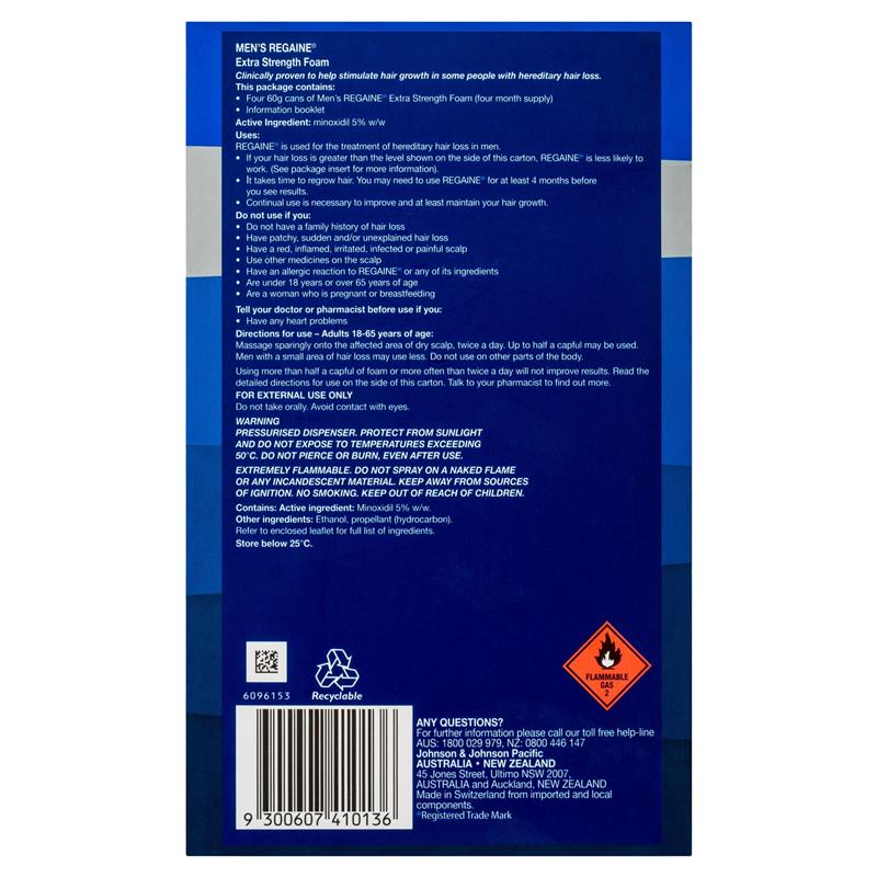 Regaine Mens 5% Minoxidil Foam Hair Regrowth Treatment 4 x 60g