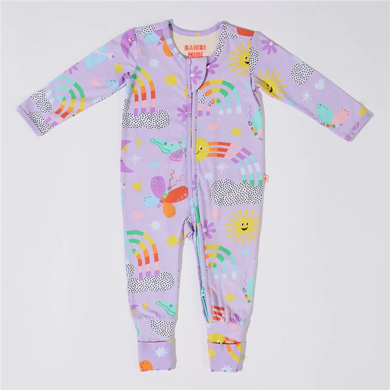 Bambi Mini Co. Wrigglesuit 6-12 Months (with Grippy Feet) Pastel Lilac