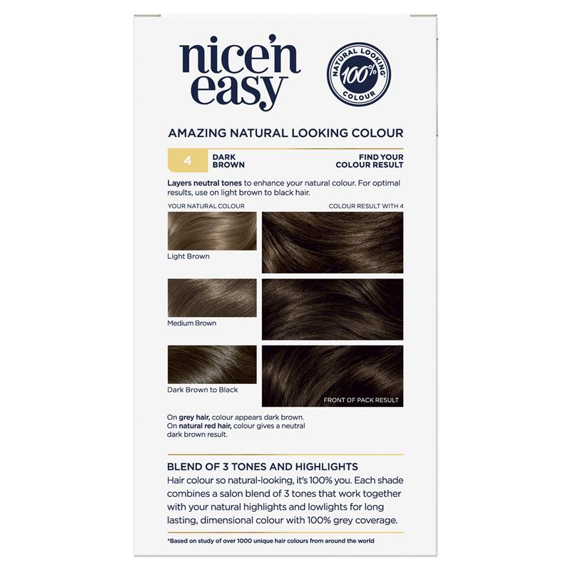 Clairol Nice N Easy 4 Natural Dark Brown Permanent Hair Colour - GimmeNow