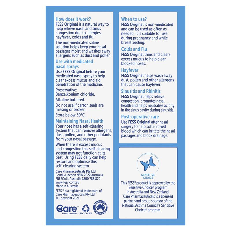 Fess Nasal Spray Twin Pack 150ml (2 x 75mL) - GimmeNow
