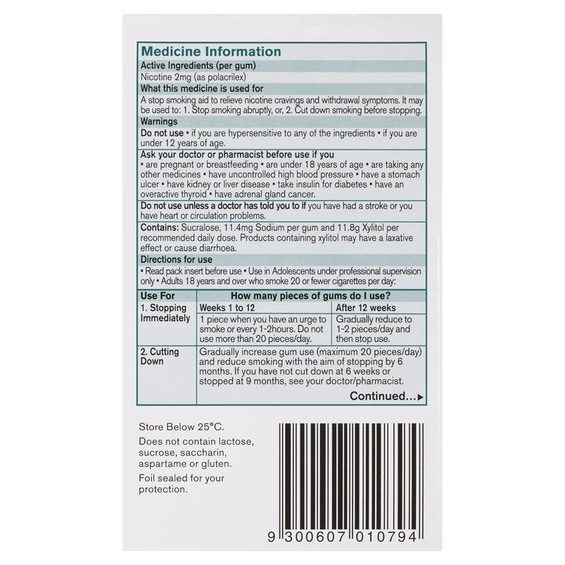Nicorette Gum 2mg Icy Mint 75 Pieces