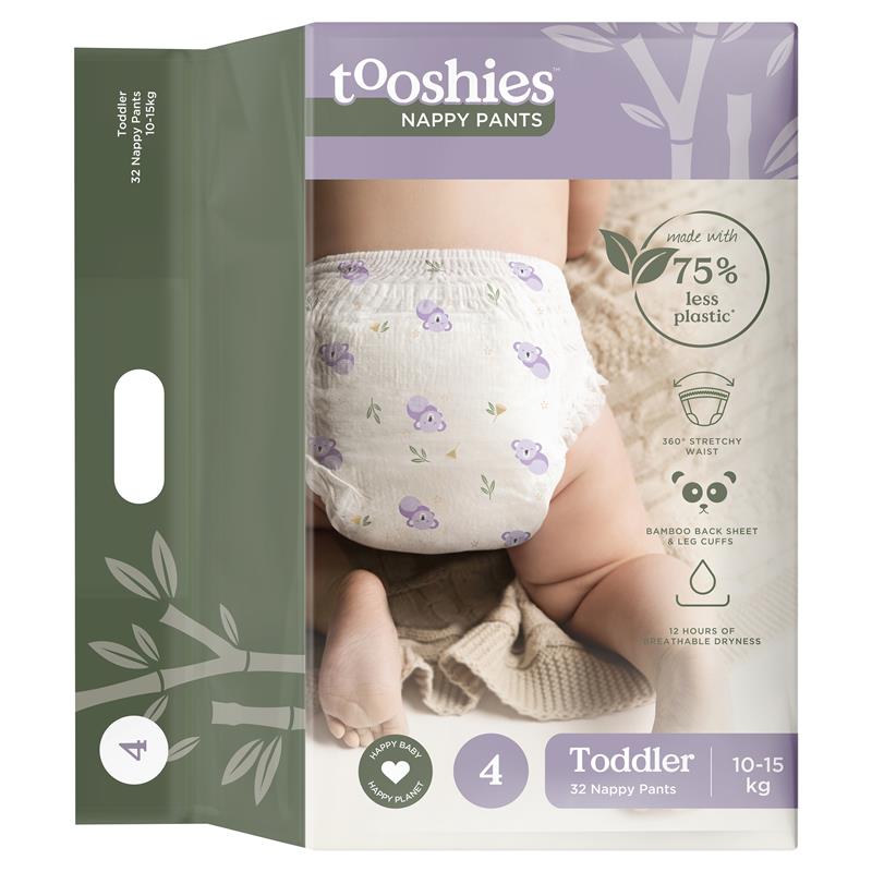 Tooshies Eco Nappy Pants Size 4 Toddler 10-15kg 32 Pack