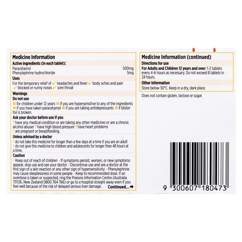 Codral PE Cold & Flu Tablets 48 Pack