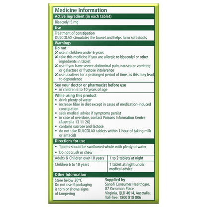 Dulcolax Laxatives 5mg 50 Tablets - GimmeNow
