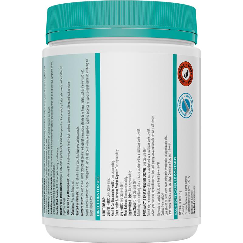 Swisse Ultiboost Odourless Super Strength Wild Fish Oil 2000mg 300 Capsules Exclusive Size
