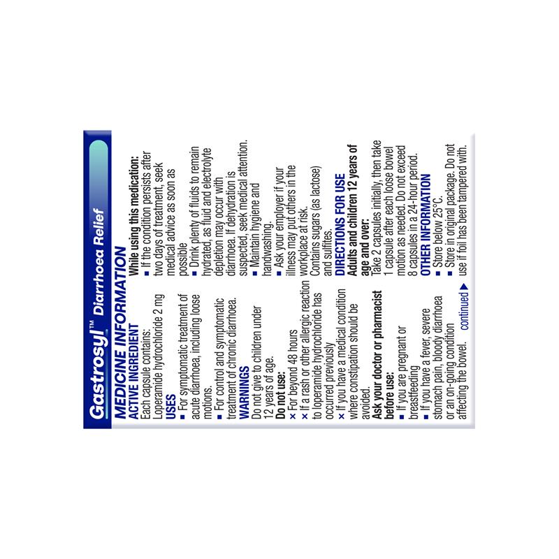 Gastrosyl Loperamide 2mg 20 Capsules