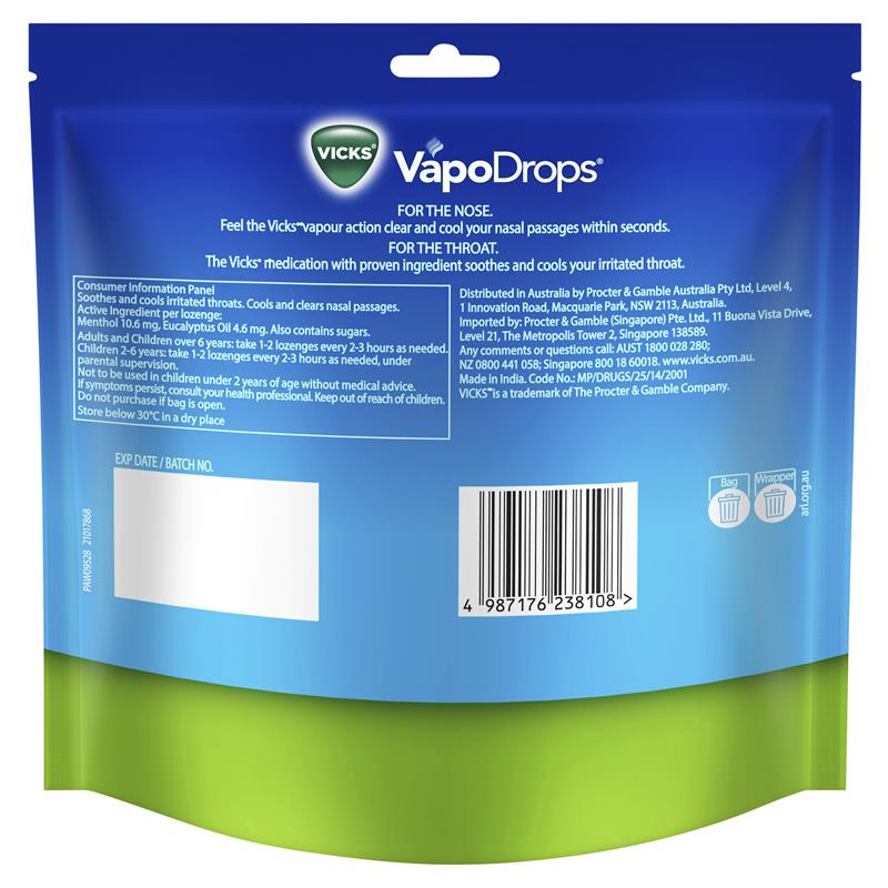 Vicks VapoDrops Original Menthol 70 Lozenges - GimmeNow