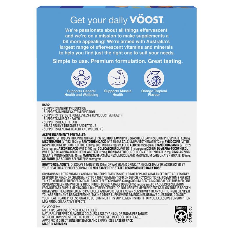 Voost Mens Multivitamin Orange Tropical Effervescent Tablets 60 Pack Exclusive Size