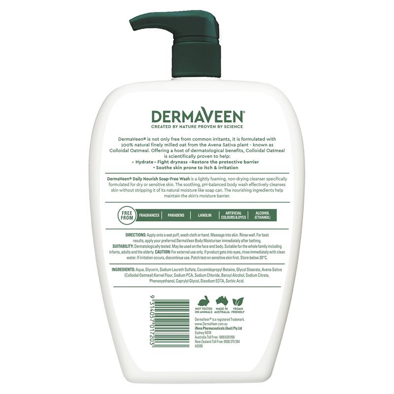 DermaVeen Daily Nourish Soap Free Wash 1.25L Exclusive Size