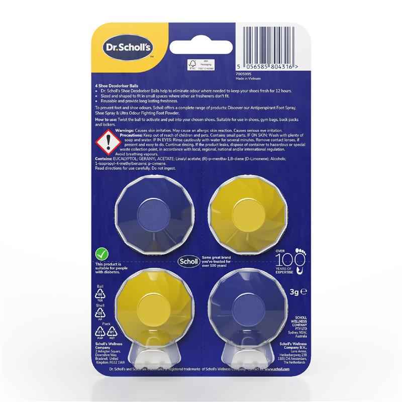 Dr.Scholls Shoe Deodoriser Balls 4 Pack