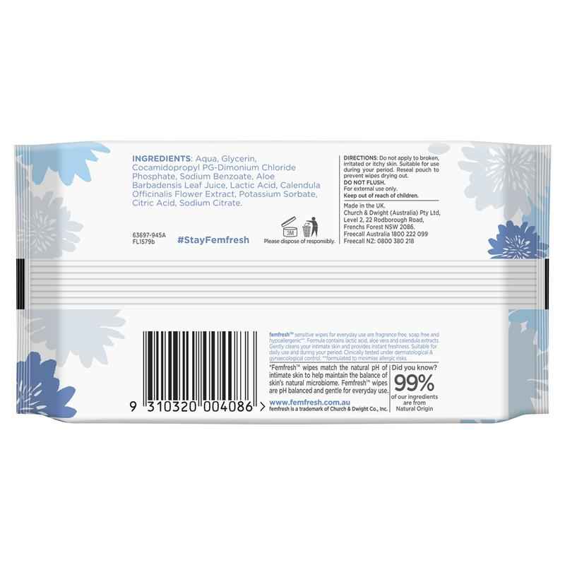 Femfresh Sensitive Wipes 20 Pack