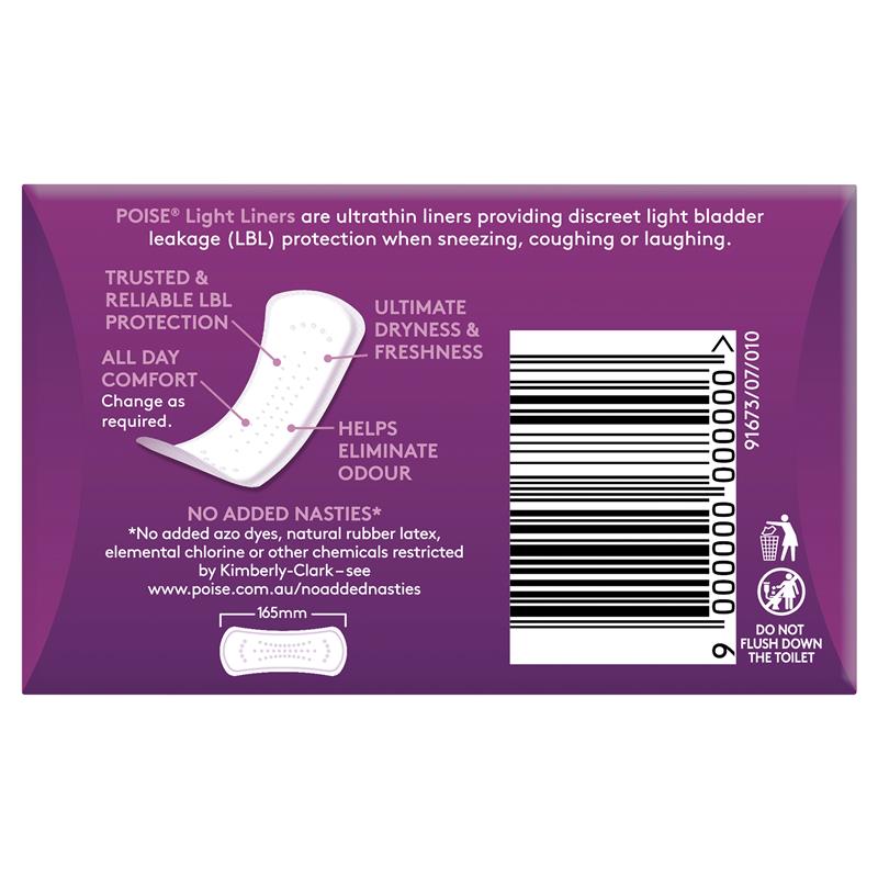 Poise Incontinence Liners Light 18 Pack