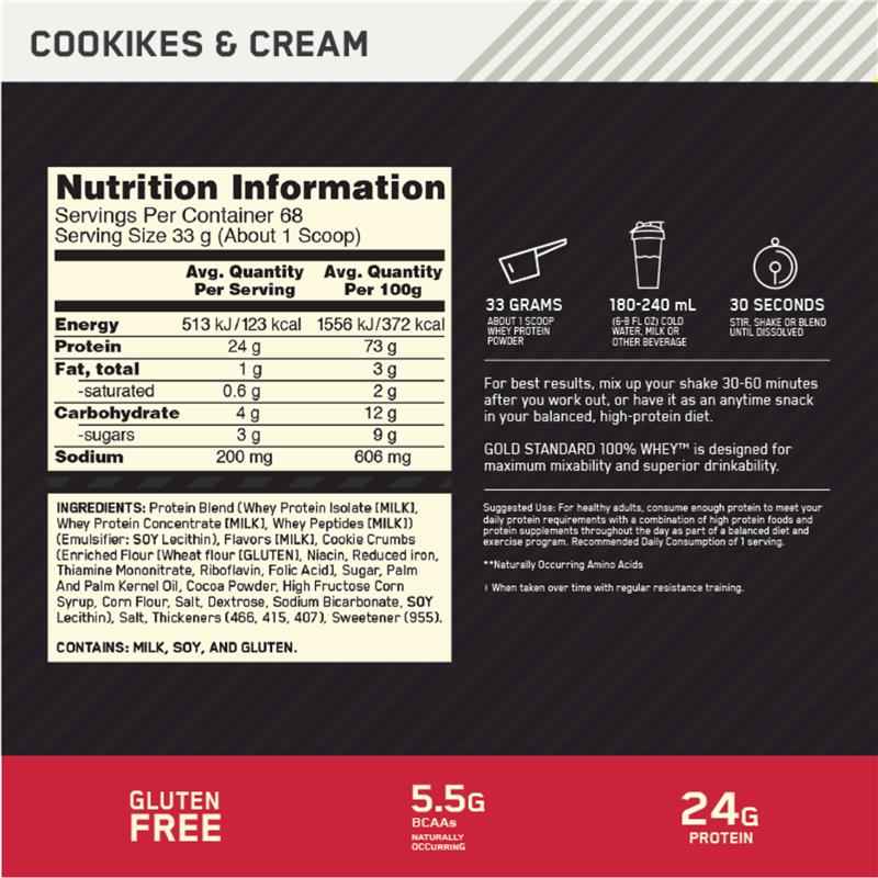 Optimum Nutrition Gold Standard 100% Whey Cookies & Cream 2.27kg