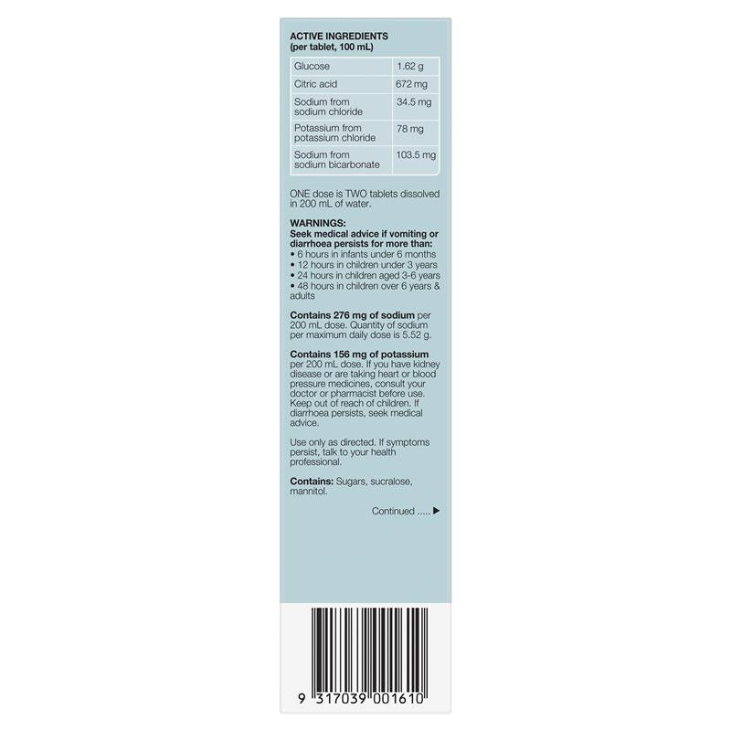 Hydralyte Electrolyte Effervescent Colour Free Lemonade 20 Tablets