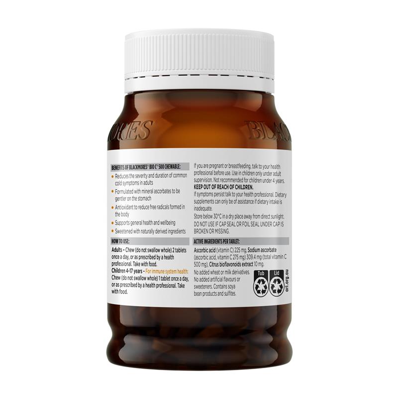 Blackmores Bio C 500mg 200 Chewable Tablets