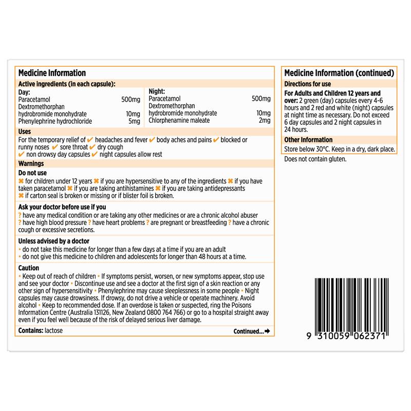 Codral Cold & Flu + Cough Day & Night 48 Capsules