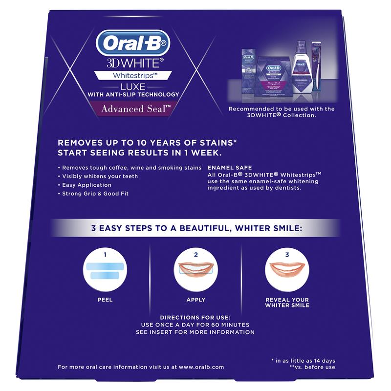Oral B 3D White Luxe Advanced Seal 14 Teeth Whitening Treatments - GimmeNow