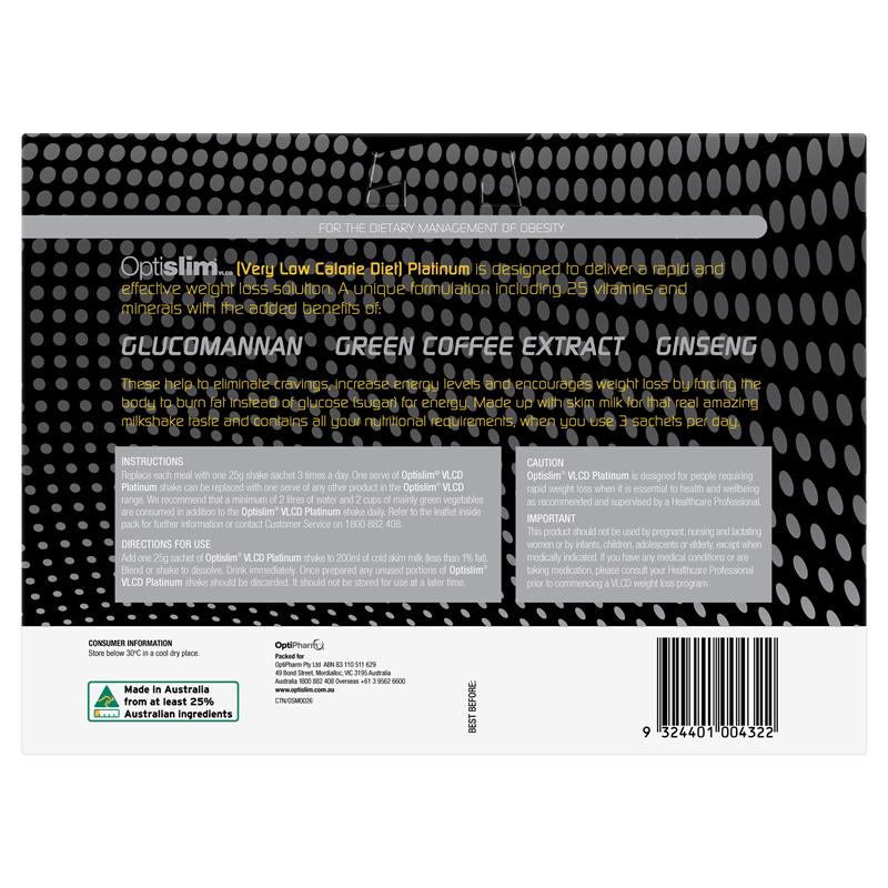 Optislim VLCD Platinum Chocolate Shake 21x25g Sachets