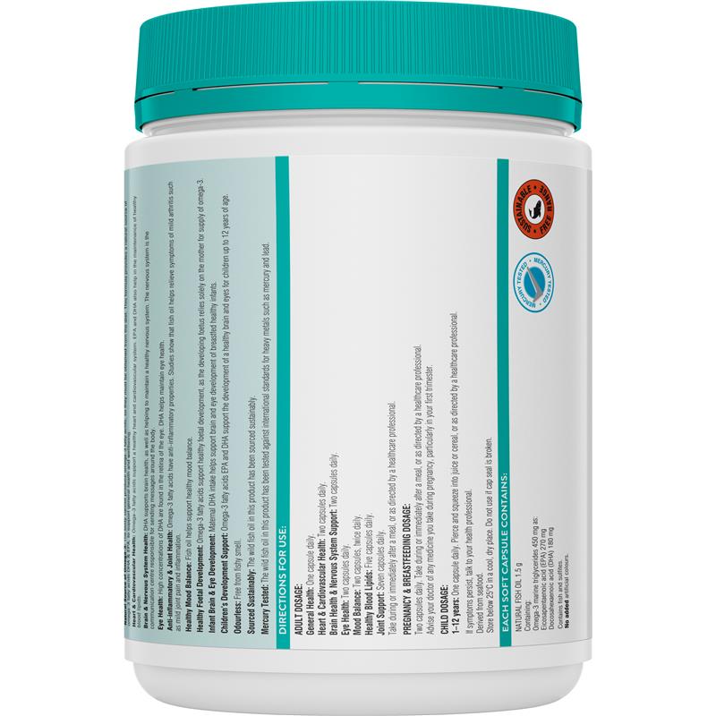 Swisse Ultiboost Odourless High Strength Wild Fish Oil 1500mg 200 Capsules