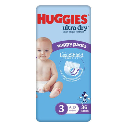 Huggies Ultra Dry Nappy Pants Boys Size 3 (6-12kg) 36 Pack