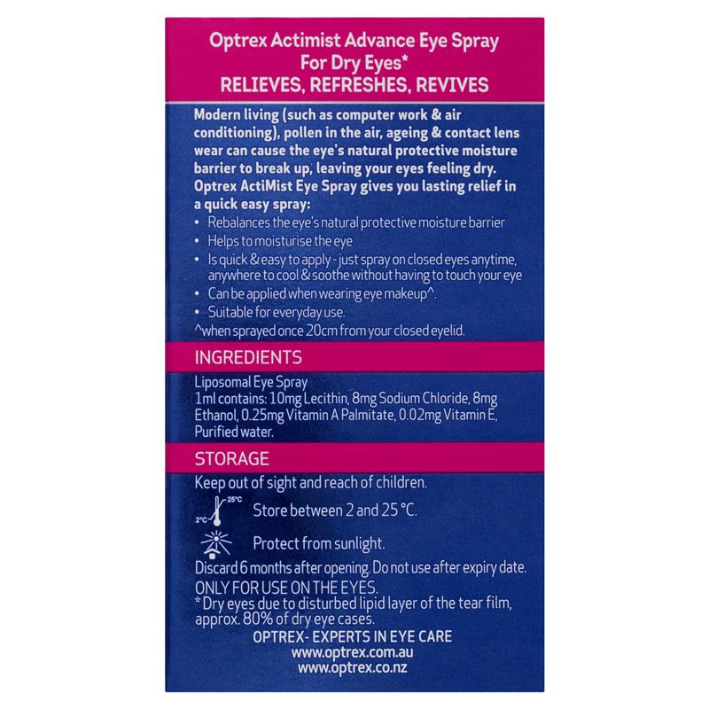 Optrex Advance Actimist Preservative Free Dry Eye Spray 10ml - GimmeNow