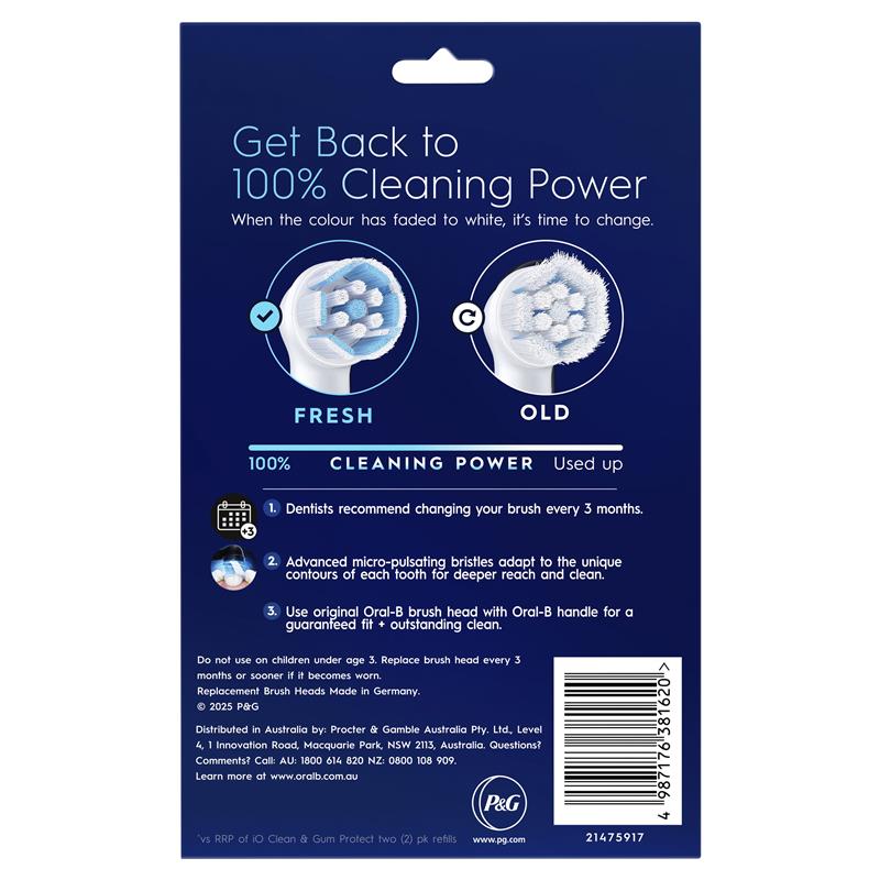Oral B Power Toothbrush iO Clean & Gum Protect Refills White 8 Pack
