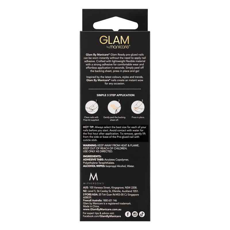 Glam By Manicare Glam Ready Pre-Glued Nails Off The Runway 30 Pieces