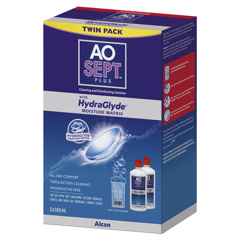 Aosept Plus with HydraGlyde 360ml Twin Pack