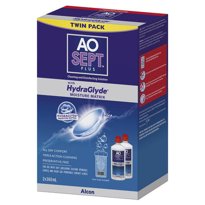 Aosept Plus with HydraGlyde 360ml Twin Pack
