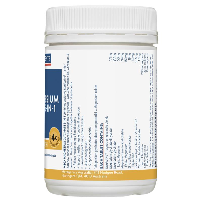 Ethical Nutrients Mega Magnesium Glycinate 5-in-1 120 Tablets