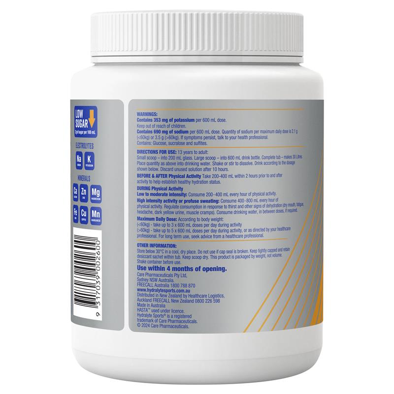 Hydralyte Plus Sports Orange Flavoured Powder 900g