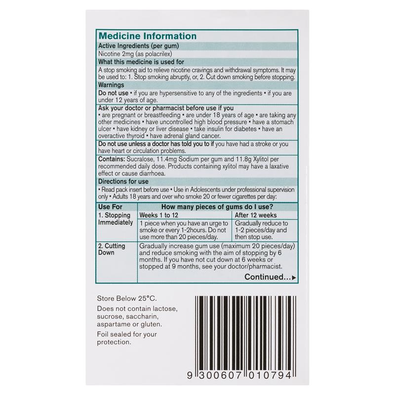 Nicorette Gum 2mg Icy Mint 75 Pieces