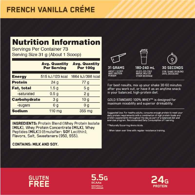 Optimum Nutrition Gold Standard 100% Whey French Vanilla 2.27kg