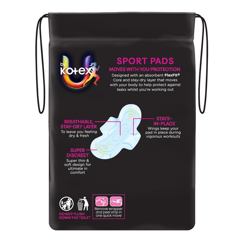 U by Kotex Sport Pads Super with Wings 10 Pack